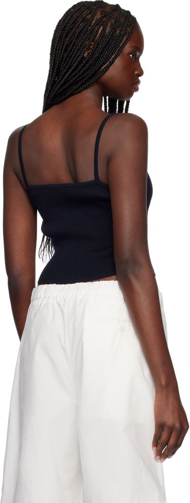 Linne MAISON KITSUNÉ Maison Kitsuné Baby Fox Patch Fine Rib Cropped Camisole Mörkblå | OW00601KT1091, 2