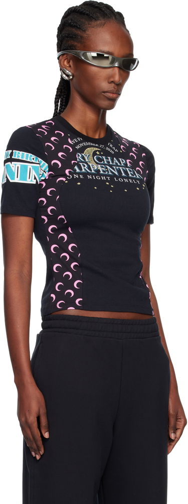 T-shirt Marine Serre Regenerated Graphic Jersey Baby Fit T-Shirt with Crimson Classic and Moon Print Vit | WTT001BUJER0003, 4