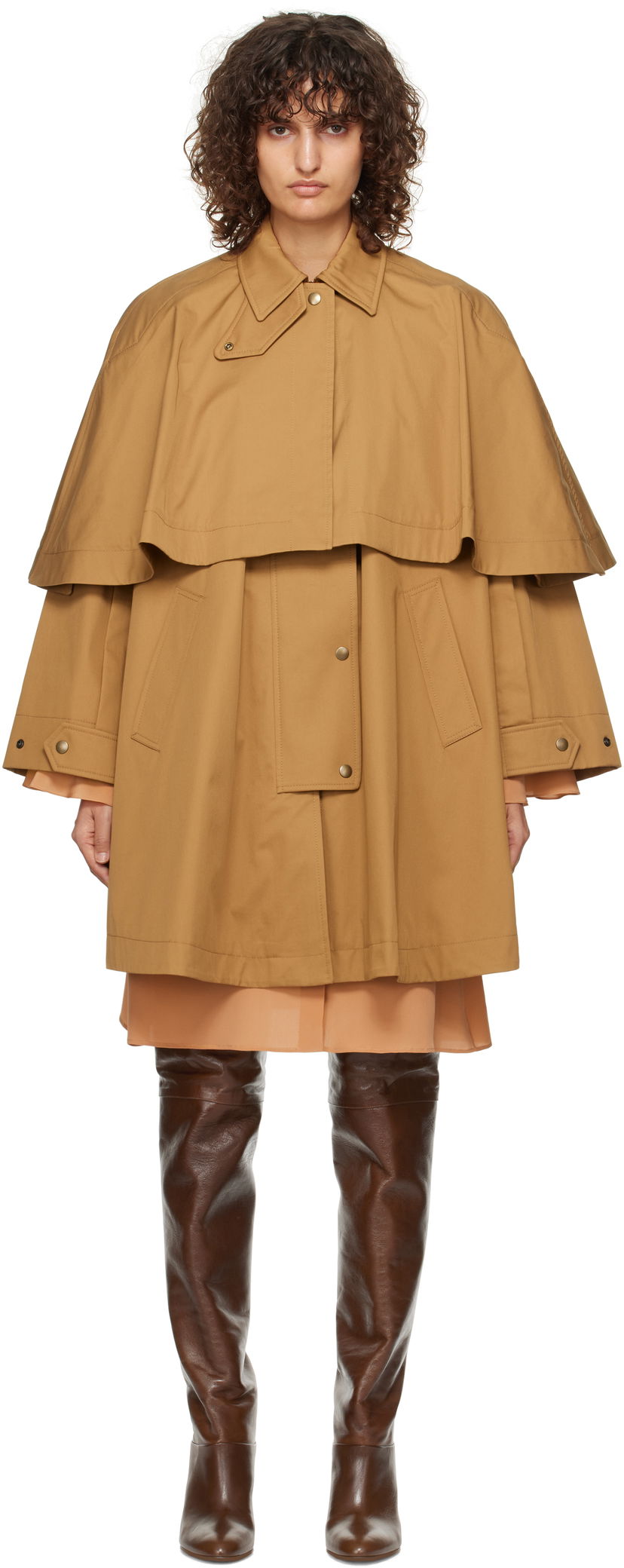 Jacka CHLOÉ Capelet Jacket Beige | CH24WMA11118