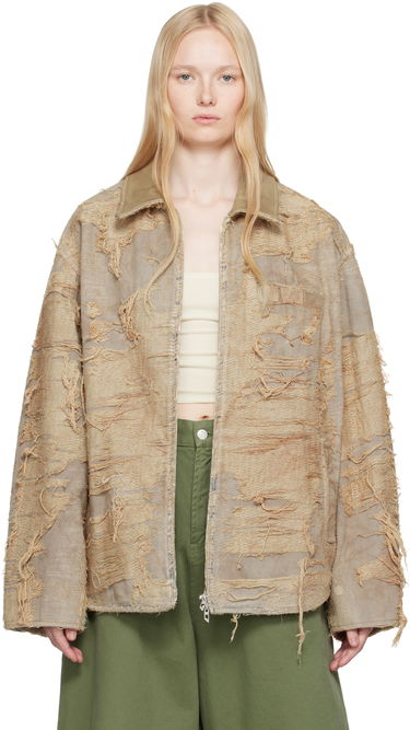 Jacka Diesel Diesel D-Ivar-Fsg Distressed Denim Jacket Beige | A18111 007AZ, 0