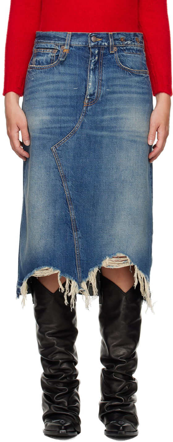 Kjol R13 R13 Jesse Denim Midi Skirt Blå | R13WD100-D216B