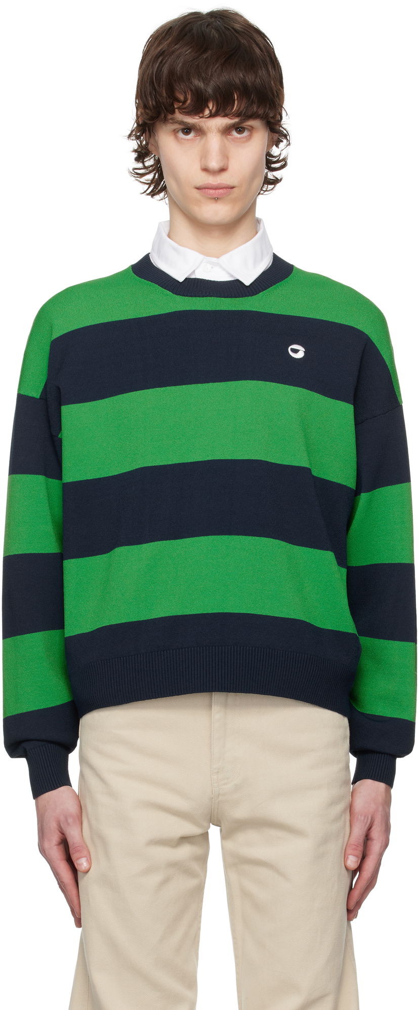 Sweater Coperni Coperni Striped Crewneck Sweater Grön | COPML134SY3010MEN