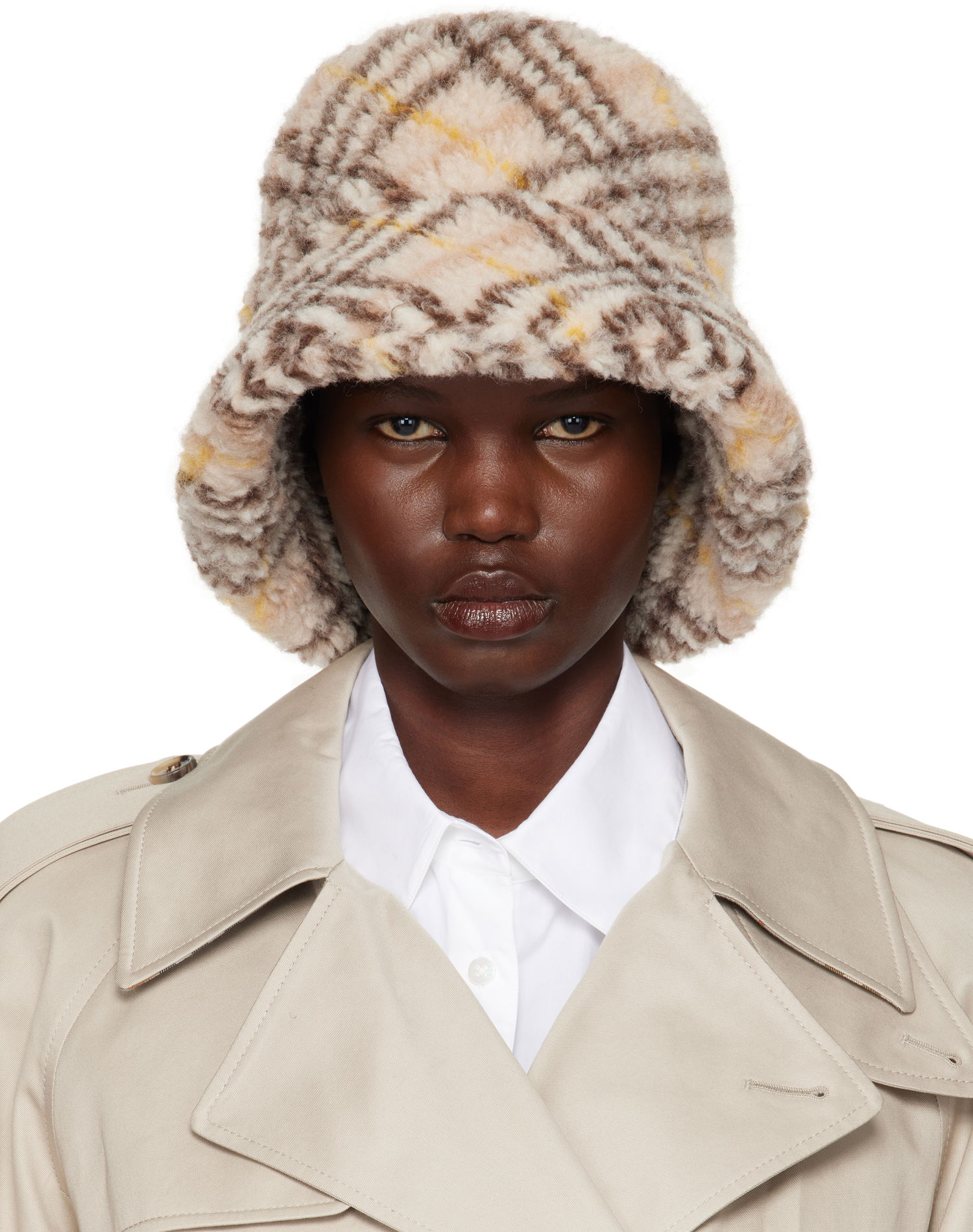 Hatt Burberry Check Fleece Bucket Hat Brun | 8102728, 0