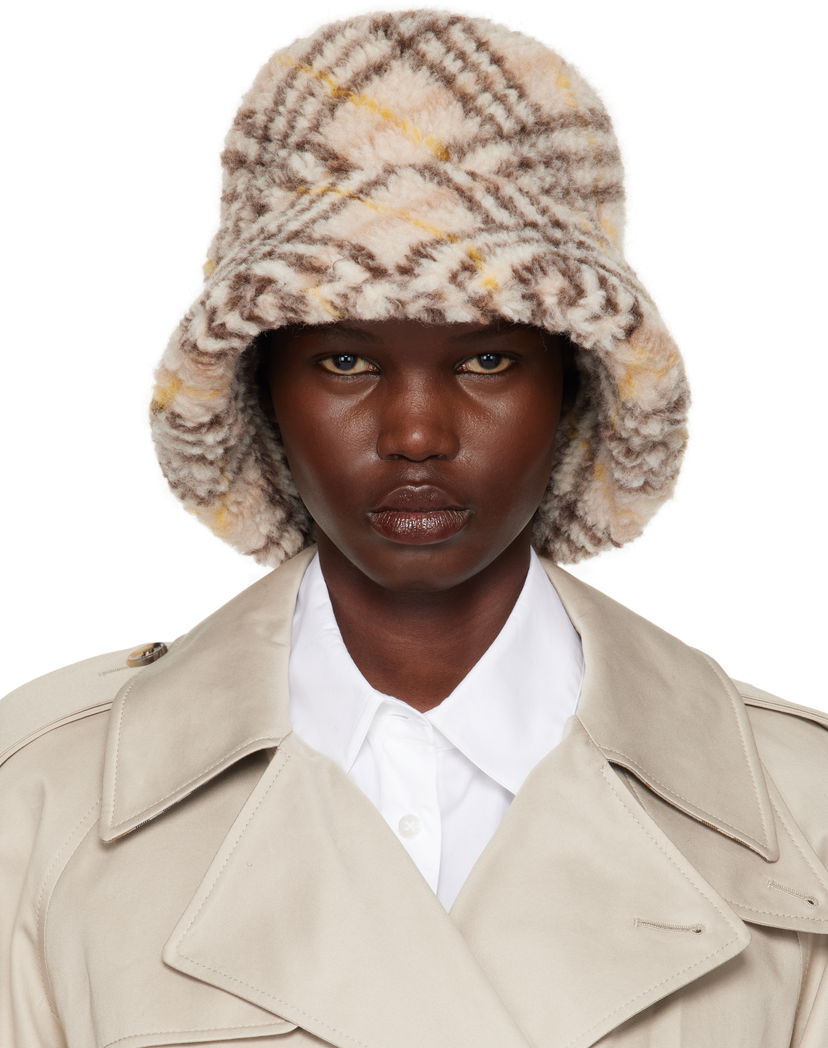 Hatt Burberry Check Fleece Bucket Hat Brun | 8102728