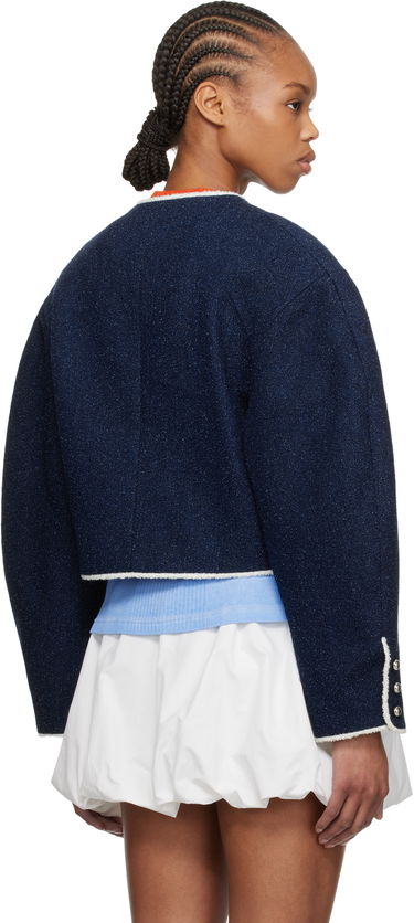 Sweater MSGM MSGM Patch Pocket Cropped Denim Jacket Mörkblå | 3841MDG03 257112, 2