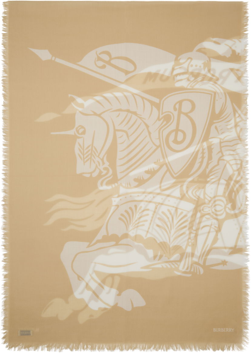 Halsduk Burberry Wool Scarf With Equestrian Knight Print Beige | 8103282