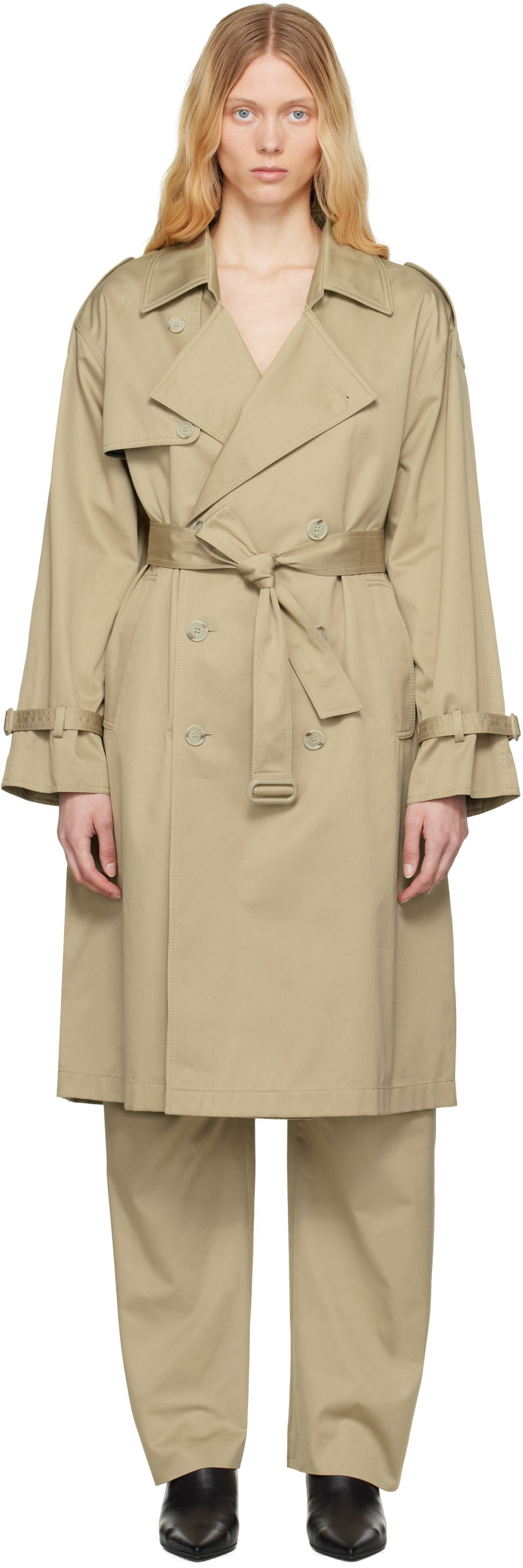 Trenchcoat Maison Margiela MM6 Maison Margiela Dual Wear Cotton Twill Trench Coat Beige | S52AH0080 M35368