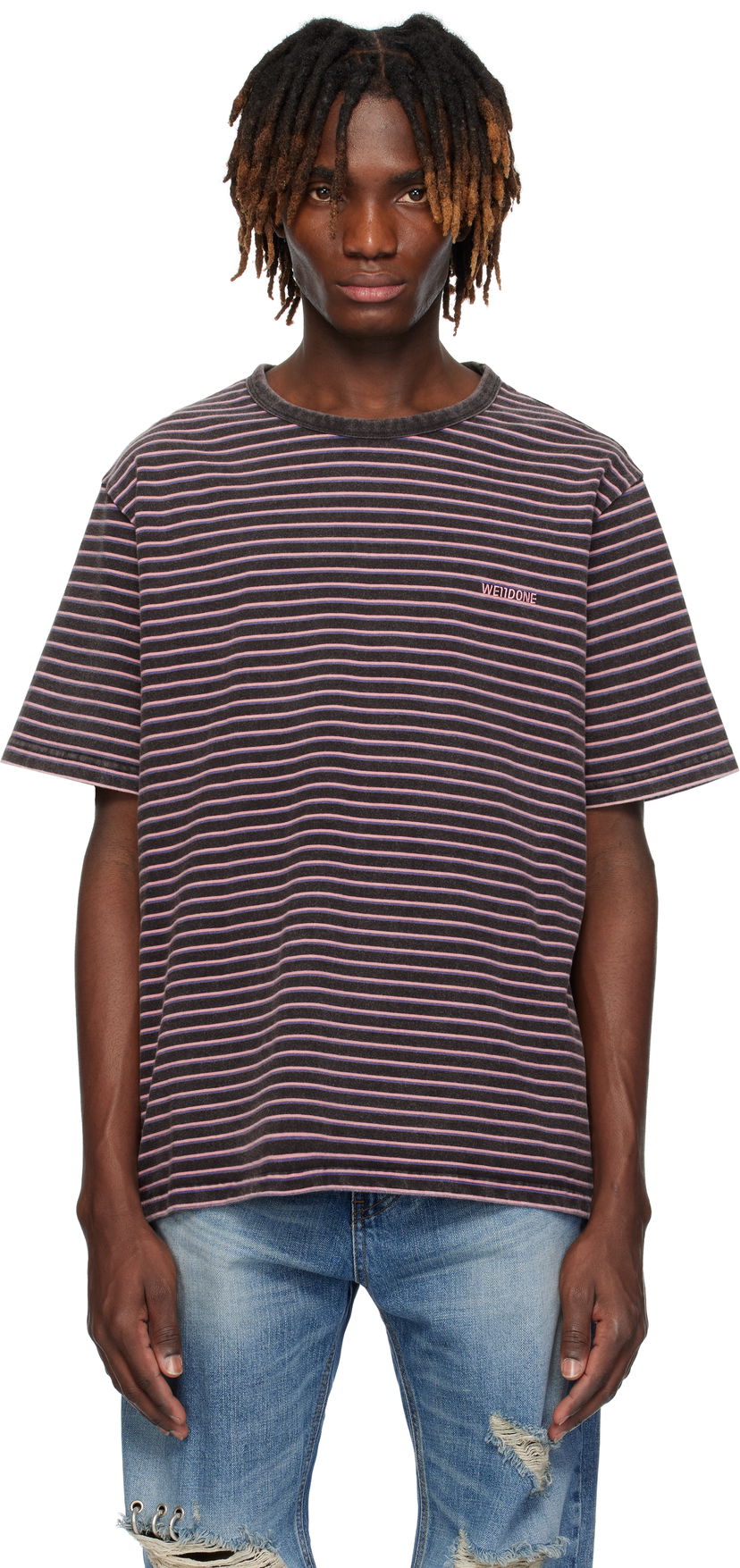 T-shirt We11done We11done Logo Striped T-Shirt Flerfärgad | WD-TT0-25-736-U-BK