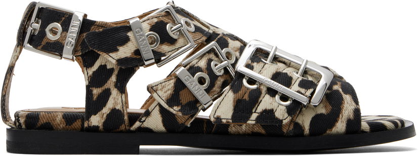 Klä GANNI GANNI Buckle Strap Denim Sandals Beige | S2936