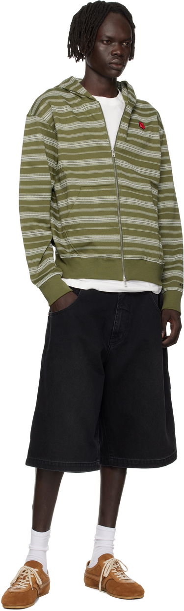 Sweatshirt KENZO Kenzo Paris 'Boke Flower' Striped Embroidered Zip-Up Hoodie Grön | FF65HO2524MS, 3