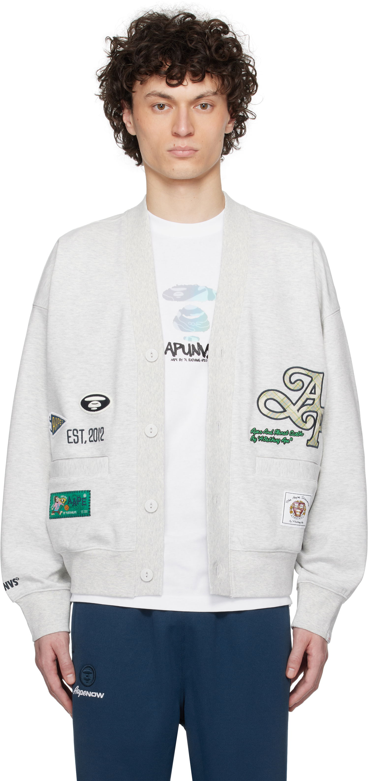 Sweater AAPE by A Bathing Ape AAPE by A Bathing Ape Main Cardigan Grå | AAPSWMC324XANWH2, 0