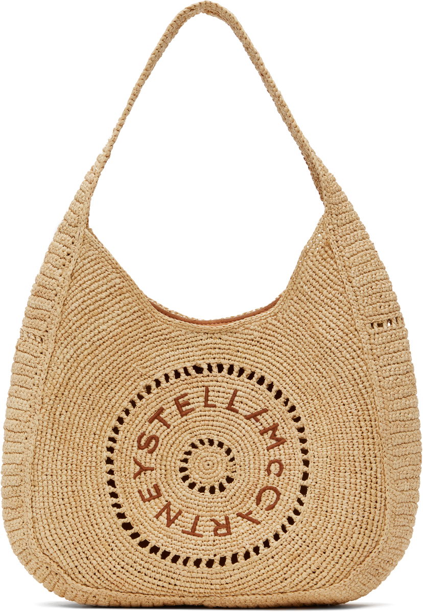 Handväska Stella McCartney Stella McCartney Raffia Slouchy Logo Tote Beige | 7B0165WP0375