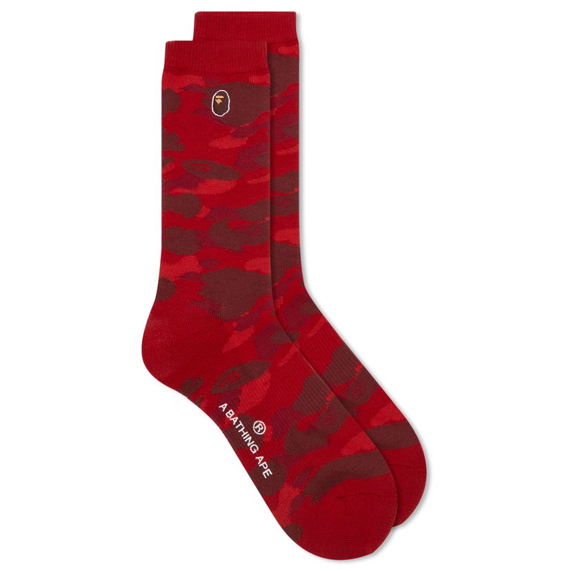 Strumpor BAPE A Bathing Ape Colour Camo One Point Socks Röd | 001SOK301003M-RED
