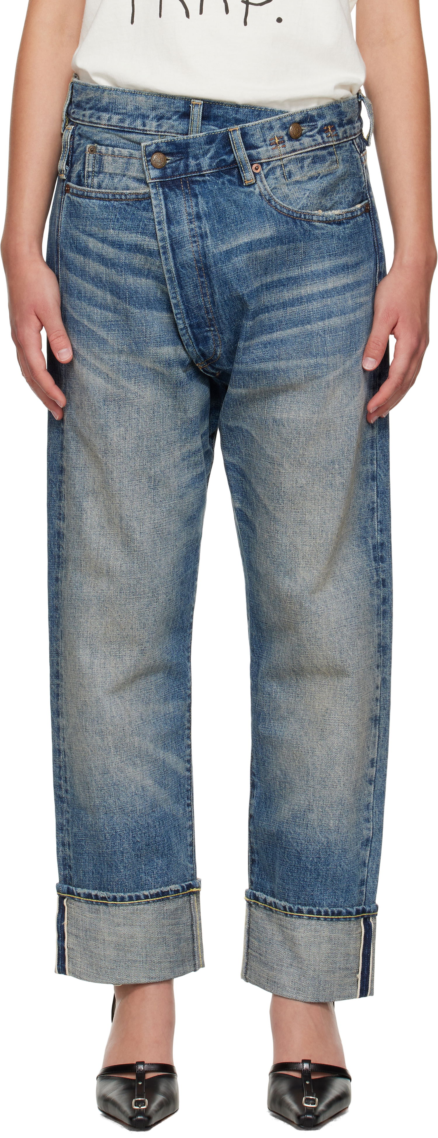 Jeans R13 R13 Cuffed Crossover Jeans Blå | R13WD193-D324B, 0