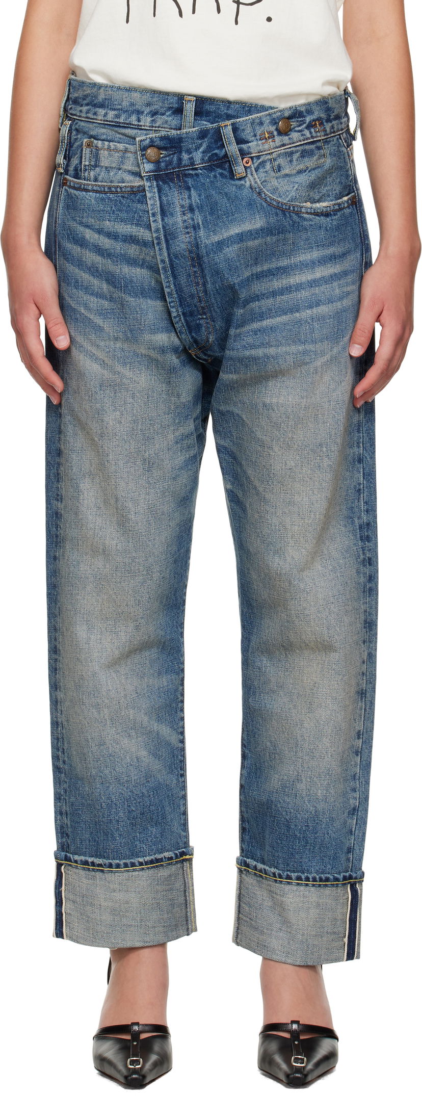 Jeans R13 R13 Cuffed Crossover Jeans Blå | R13WD193-D324B