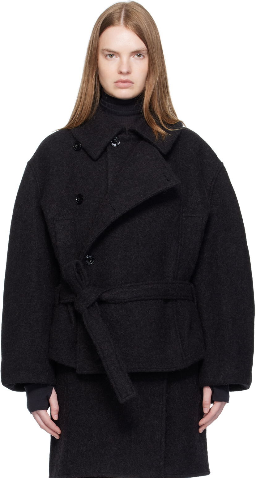 Rockar LEMAIRE Short Asymmetrical Bathrobe Coat Svart | CO1149 LF504