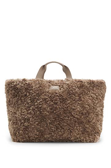 Tygpåse BOSS Sherpa Tote Bag with Logo Straps Brun | 50552479, 0