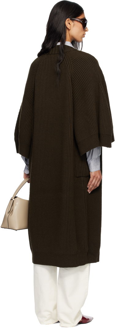 Sweater Max Mara Atollo Rib Knit Long Cardigan Brun | 2521346113600, 2