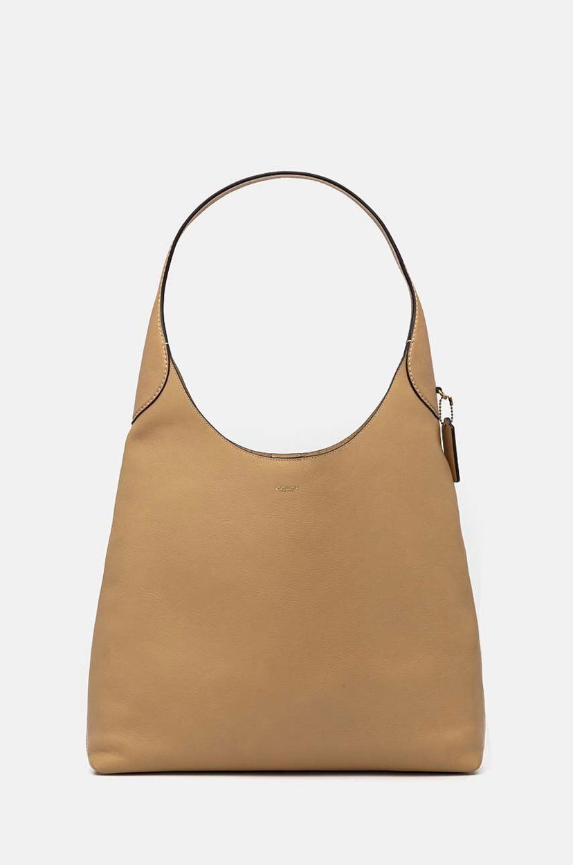 Handväska Coach Leather Handbag Beige | CU044