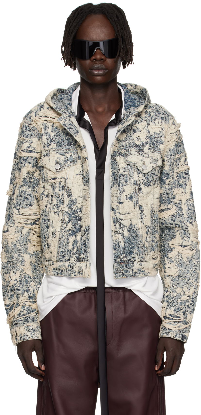Jacka Acne Studios Acne Studios Hooded Distressed Denim Jacket Blå | C90202-