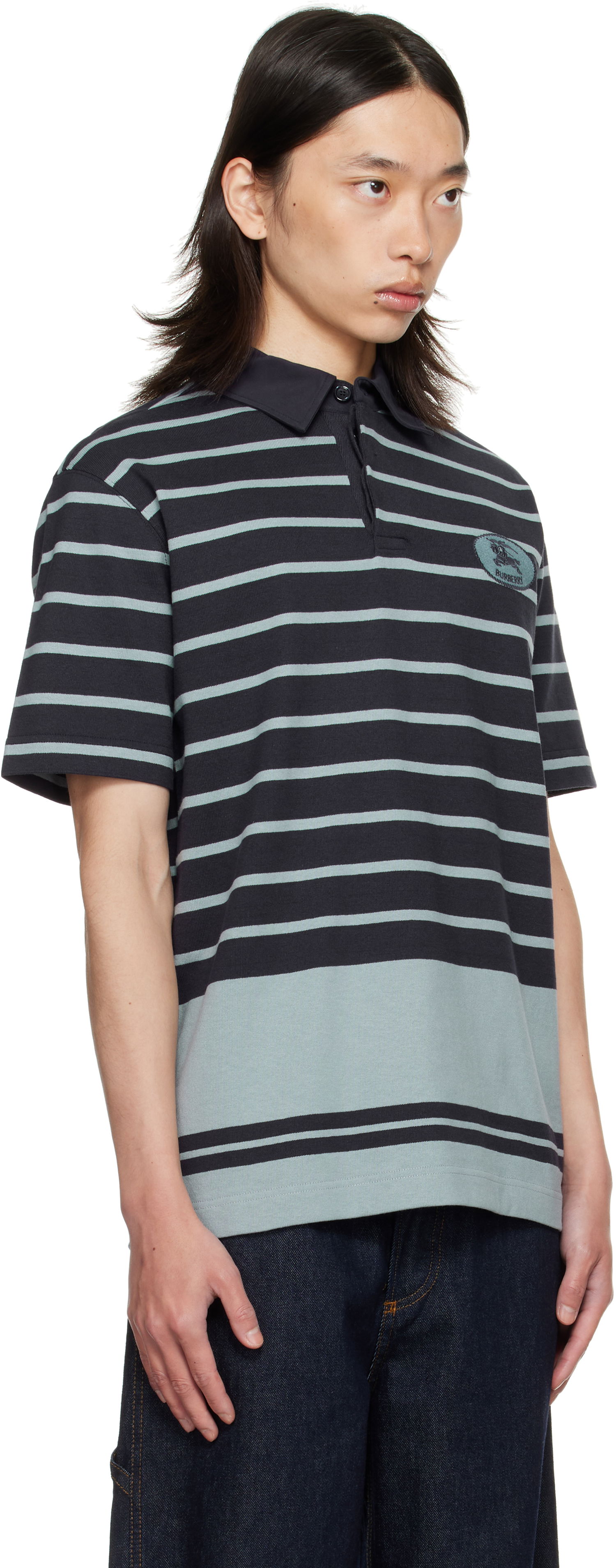 Polotröja Burberry Burberry Index Stripe Polo Svart | 8110595, 1