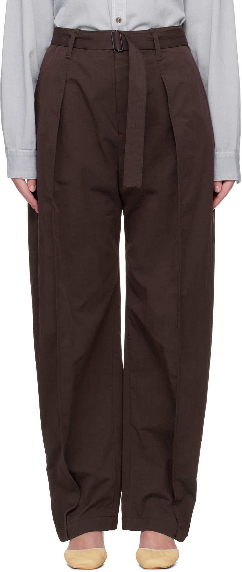 Byxor LEMAIRE Lemaire Belted Volume Trousers Brun | PA1177 LF1228