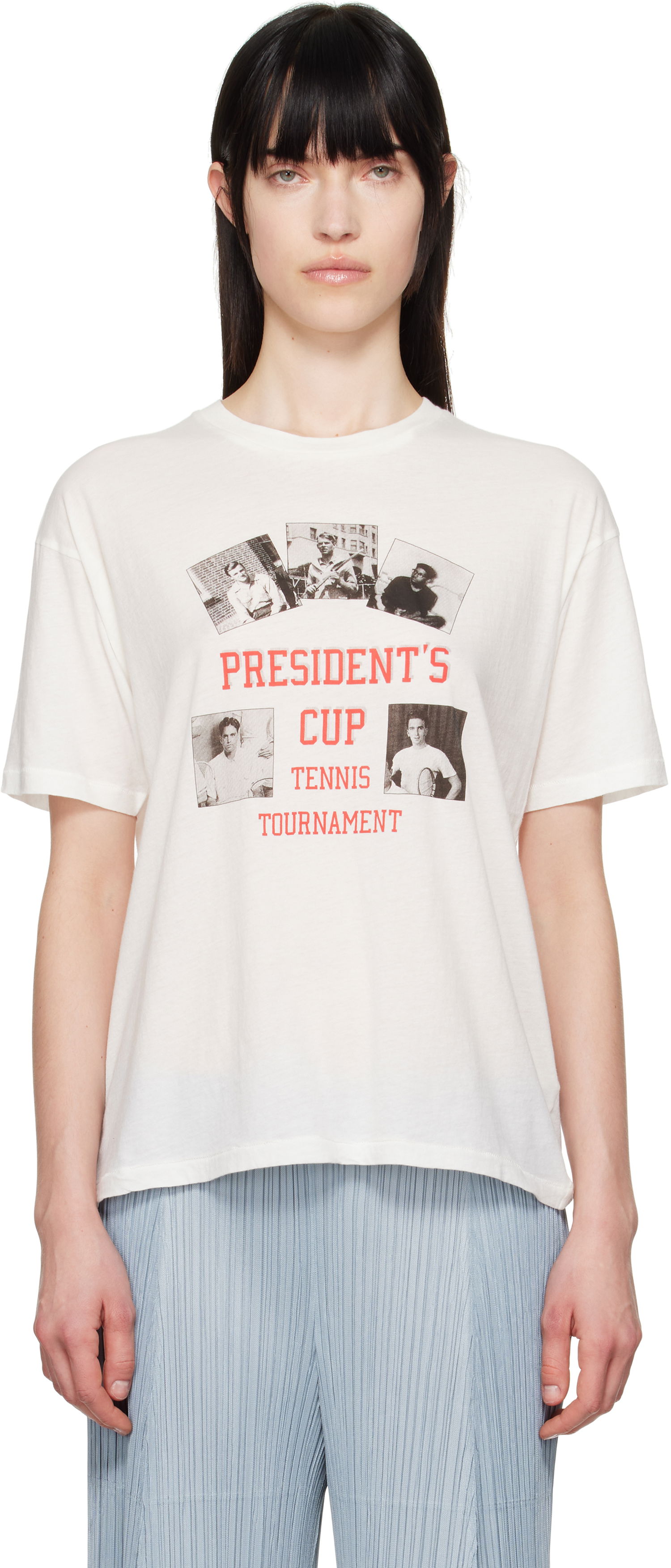 T-shirt Bode Bode 'President's Cup' Tennis Tournament Graphic T-Shirt Vit | MRS25CS020, 0