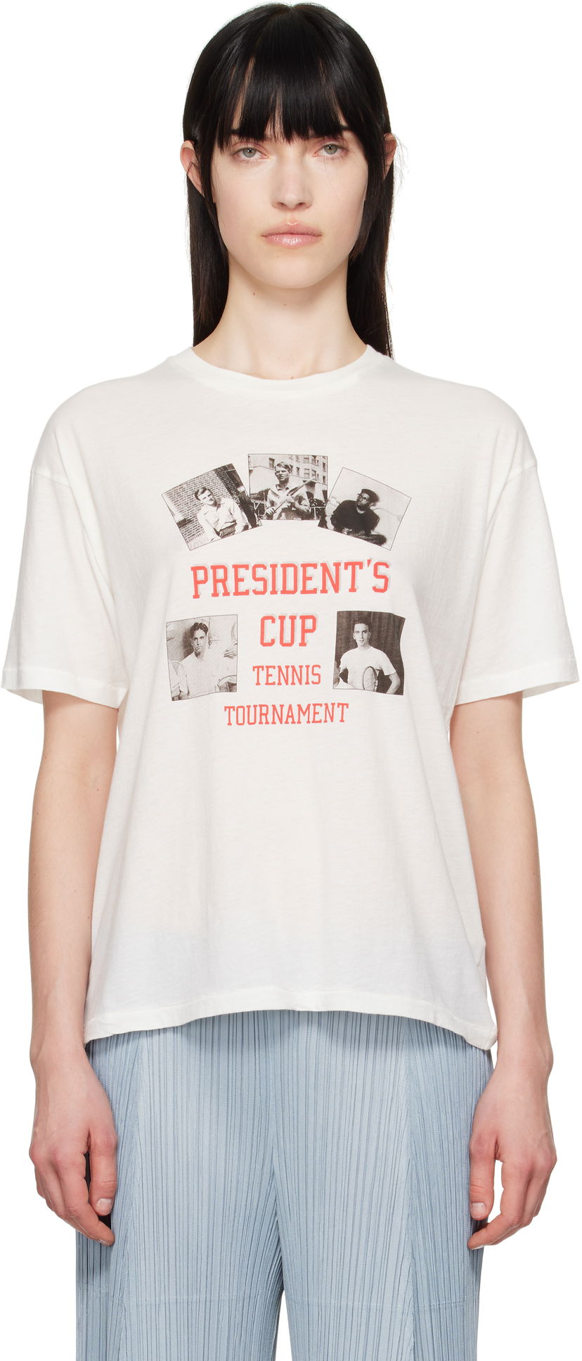 T-shirt Bode Bode 'President's Cup' Tennis Tournament Graphic T-Shirt Vit | MRS25CS020