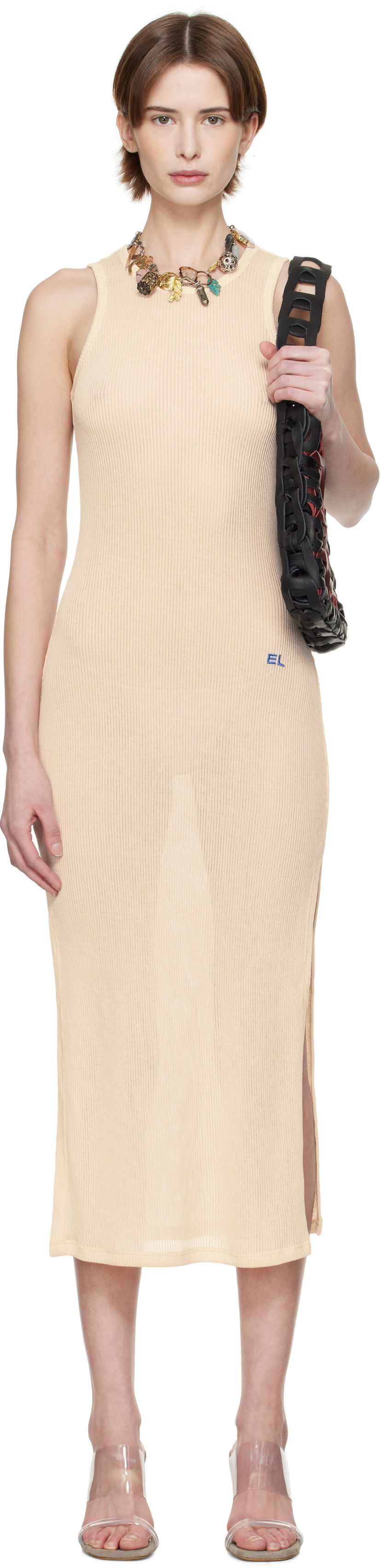Klä Eckhaus Latta Eckhaus Latta Spiral Midi Dress Beige | 1201-EL-PS25-O -