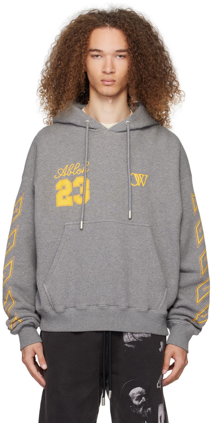 Sweatshirt Off-White Gray 'OW 23' Skate Hoodie Grå | OMBB085S24FLE0120622