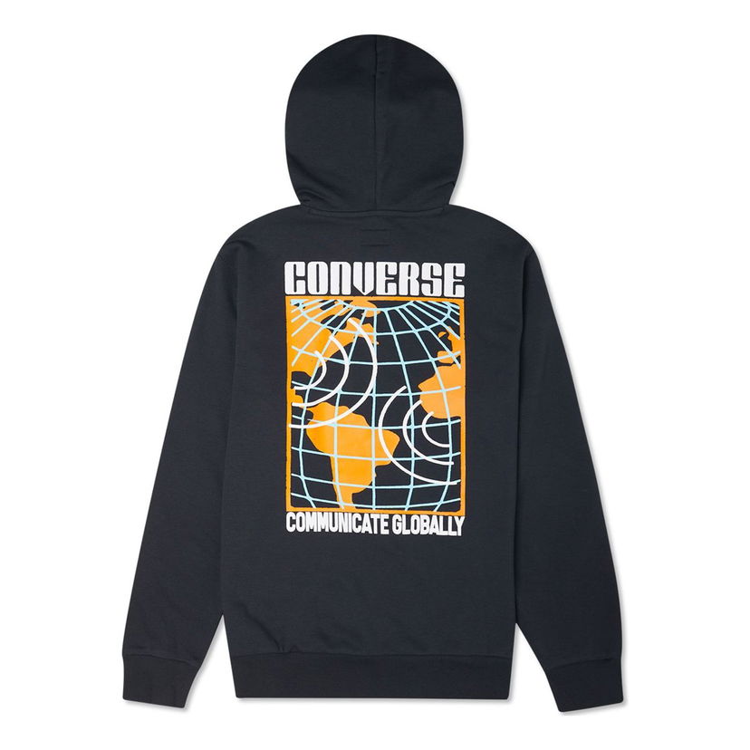 Sweatshirt Converse Converse Communicate Globally Hoodie Svart | 10022264-A01