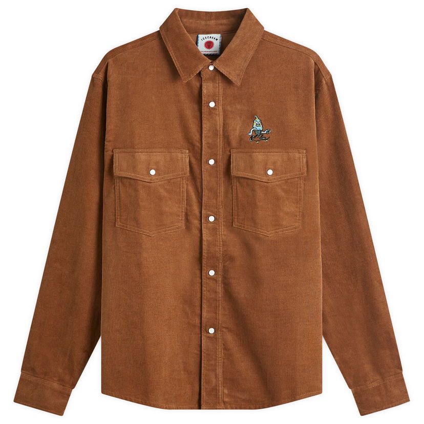 Skjorta BBC IceCream ICECREAM Needle Cord Shirt, Size Large Brun | IC24221-BR
