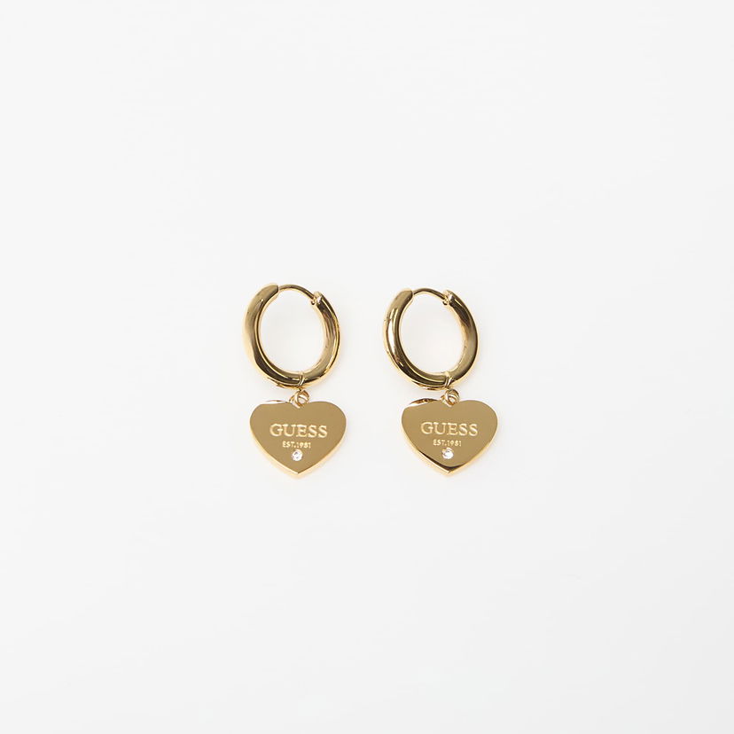 Örhängen GUESS Huggie Me Heart Charm Hoop Earrings with Crystal Detail Gul | JUBE03145JWYG-GOLD