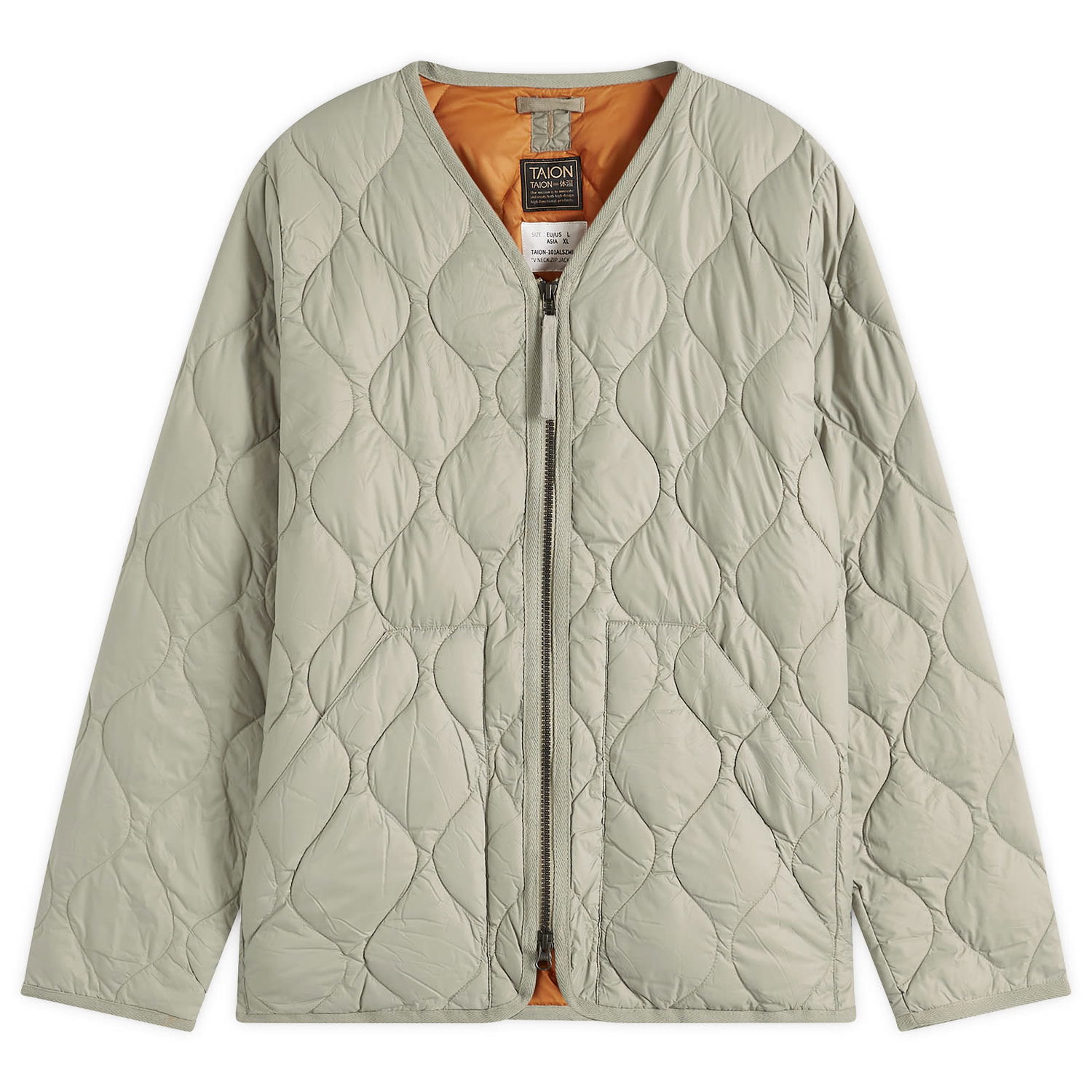 Pufferjacka TAION Military Zip V-Neck Softshell Down Jacket, Size L Grön | TAION-101ALSZML-1-DSG, 0