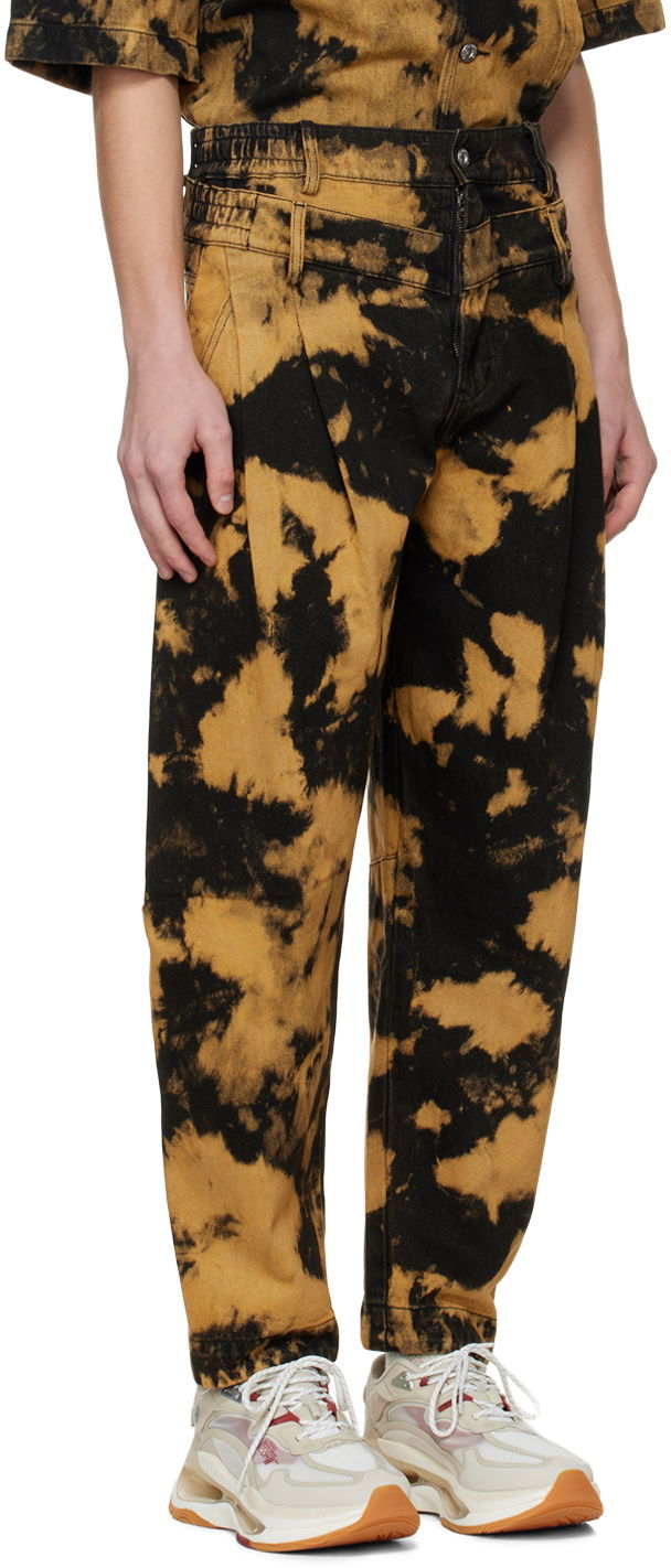 Byxor Feng Chen Wang Feng Chen Wang Tie-Dye Pleated Jeans Brun | FUF14TR05, 1
