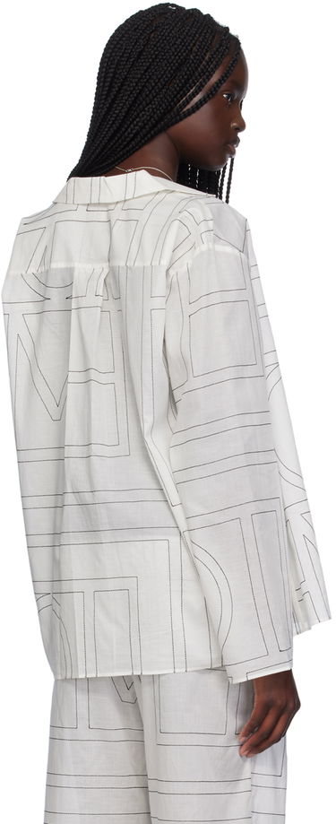 Skjorta TOTEME TOTEME Monogram Print Long Sleeve Shirt Vit | 243-WRT976-FB0239, 2