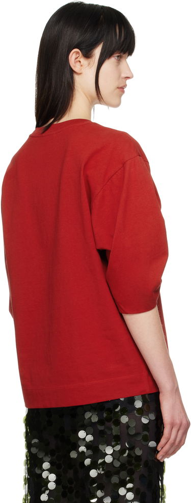 T-shirt Dries Van Noten Dries Van Noten Pleated T-Shirt Röd | 251-011141-1603, 2
