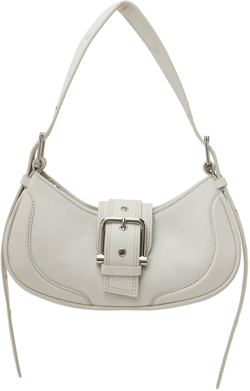 Handväska OSOI White Leather Buckle Shoulder Bag Beige | 24FWB05002125