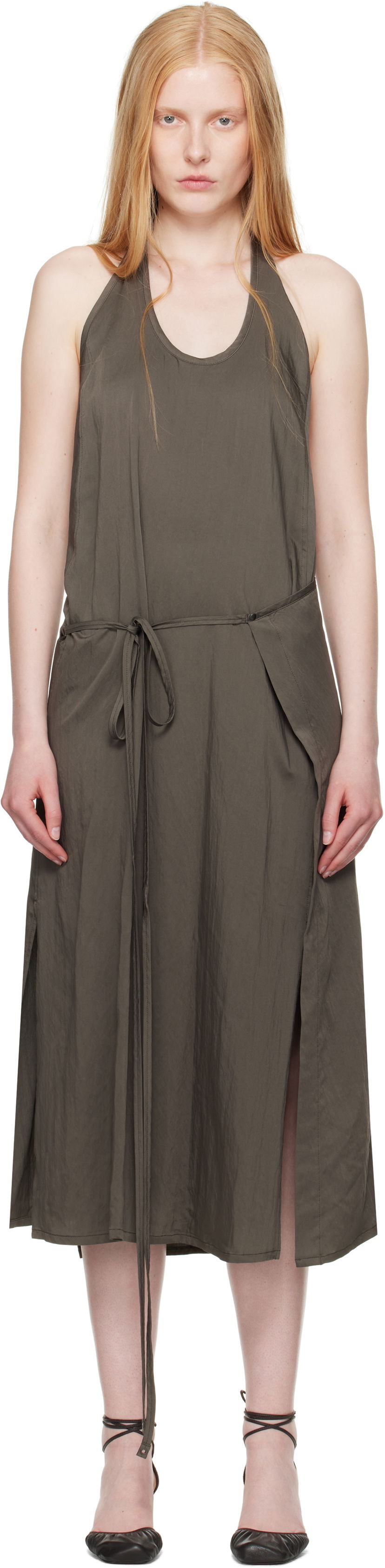 Klä LEMAIRE Lemaire Apron Midi Dress Grön | DR1108 LF1388