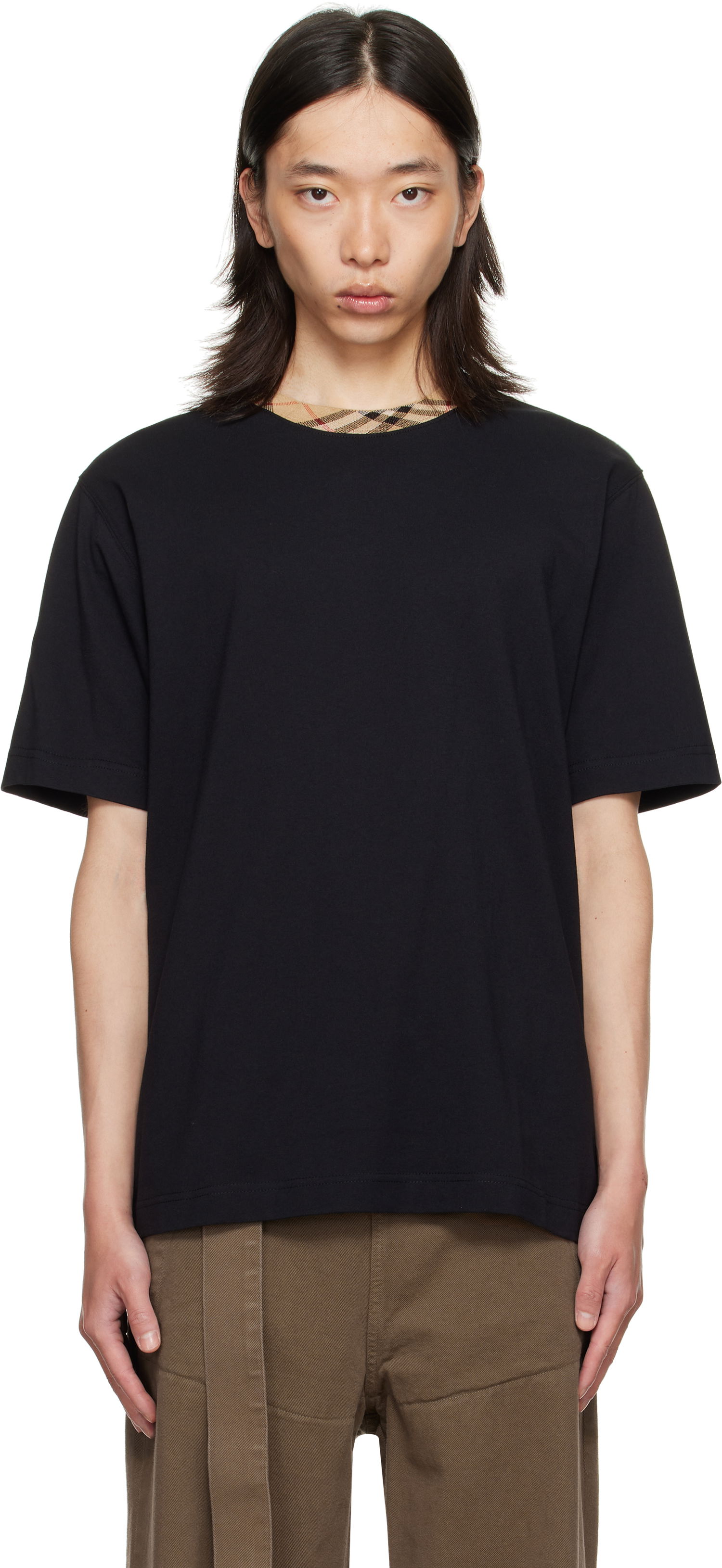 T-shirt Burberry Burberry Check Trim Cotton T-Shirt Svart | 8110101, 0
