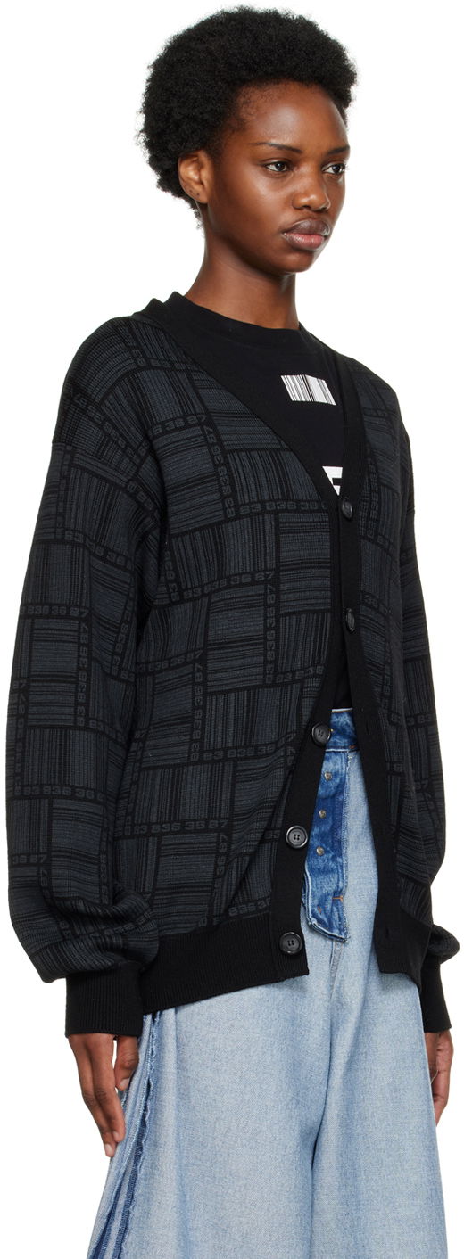 Sweater VETEMENTS Barcode Pattern Cardigan Svart | VL14KN600B, 1