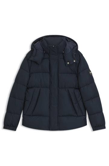 Pufferjacka BOSS Water-repellent puffer jacket with logo badge Mörkblå | 50551599