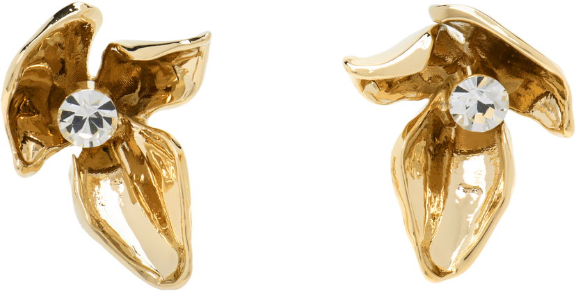 Örhängen Erdem Erdem Gold-Tone Crystal Flower Earrings Gul | PF25_JE18_00038003