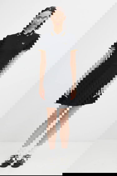 Klä Fred Perry Polo Dress Pleated Mini Svart | D1177, 4