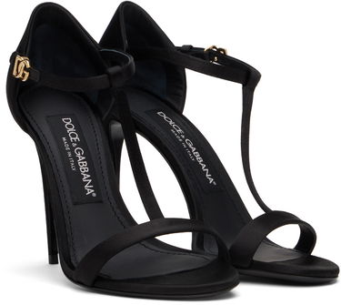 Sneakers och skor Dolce & Gabbana Satin T-Bar Heeled Sandals Svart | CR1766 A7630, 3