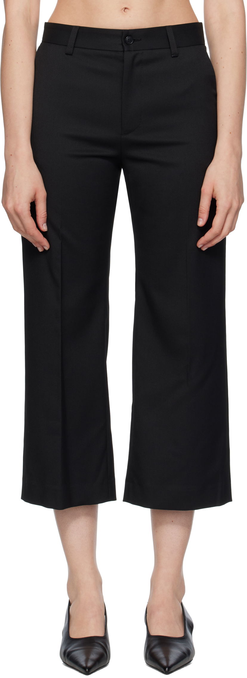 Byxor Maison Margiela MM6 Maison Margiela Tailoring Blend Cropped Trousers Svart | S52KA0535 M35227