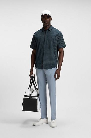 Skjorta BOSS Regular-Fit Knitted Piqué Shirt Mörkblå | 50544851, 1