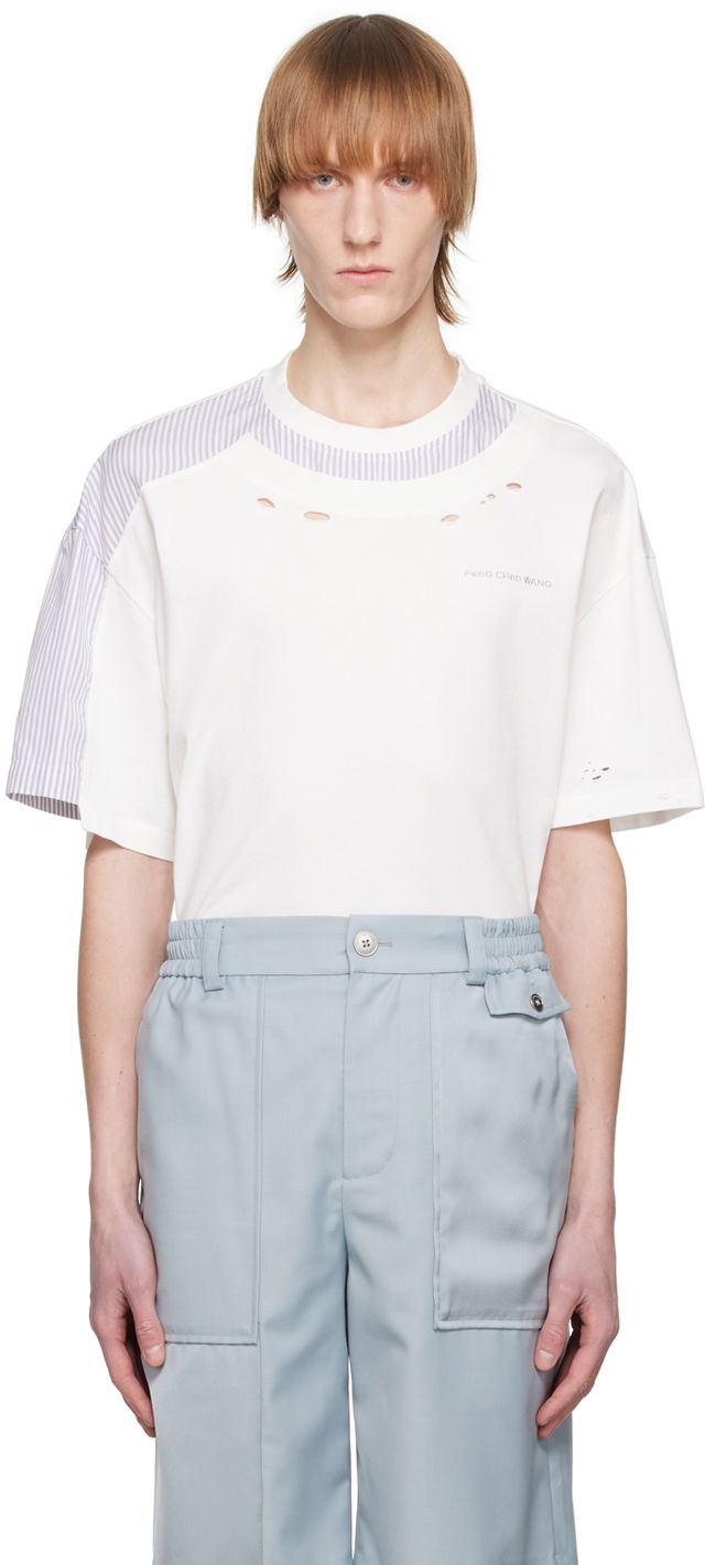 T-shirt Feng Chen Wang Feng Chen Wang Distressed T-Shirt Vit | FMS15TS03