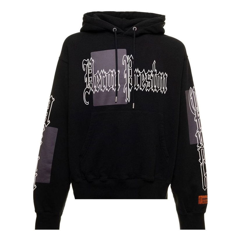 Sweatshirt HERON PRESTON Heron Preston Logo-Print Cotton Hoodie Svart | HMBB024F22JER0021009