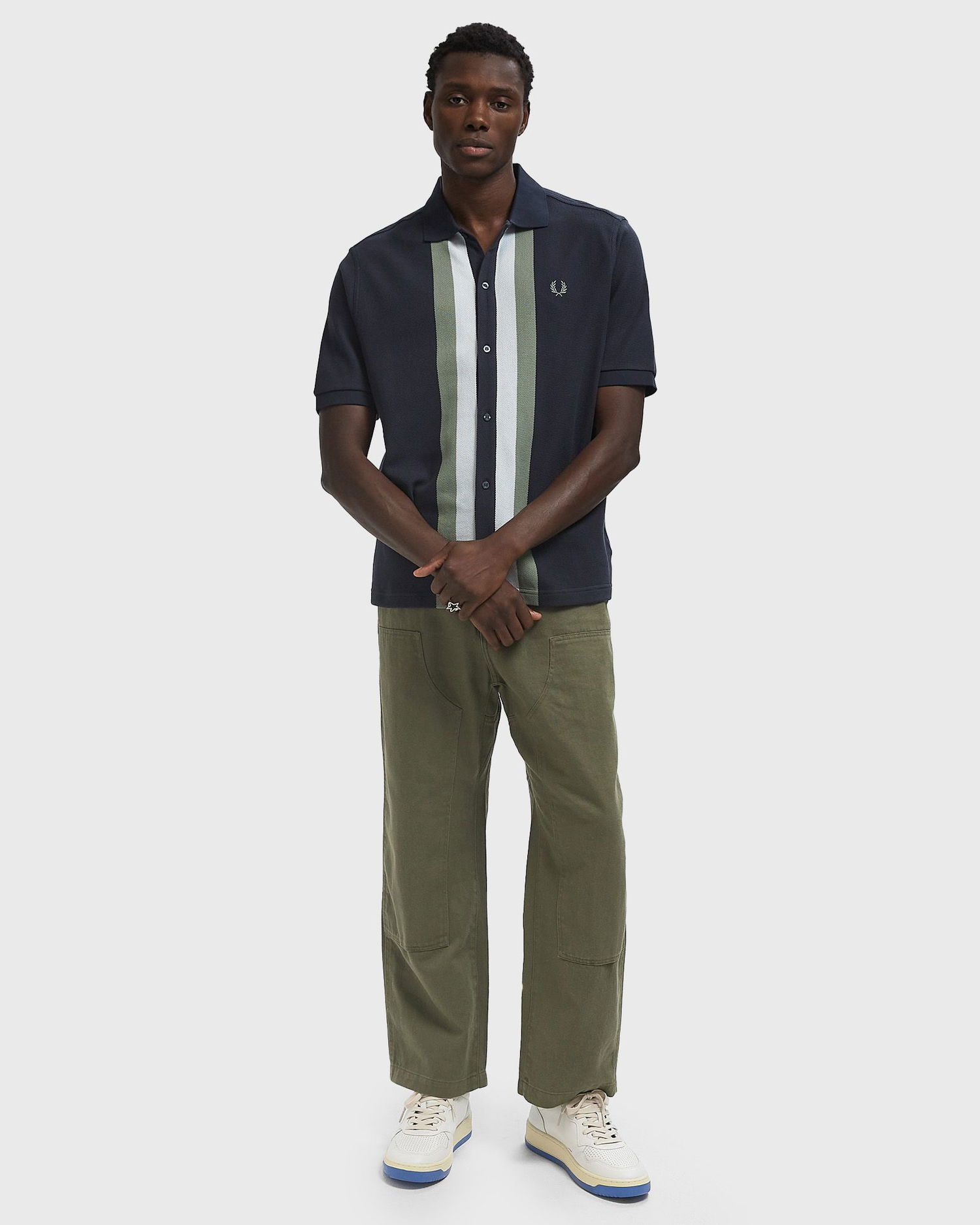 Polotröja Fred Perry Paneled Button-Through Polo Shirt Mörkblå | M8522-738, 1